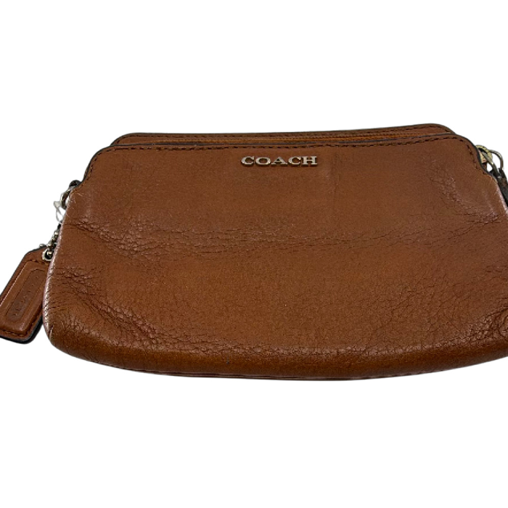 Coach Small Zip Pouch Brown Leather Coin Case